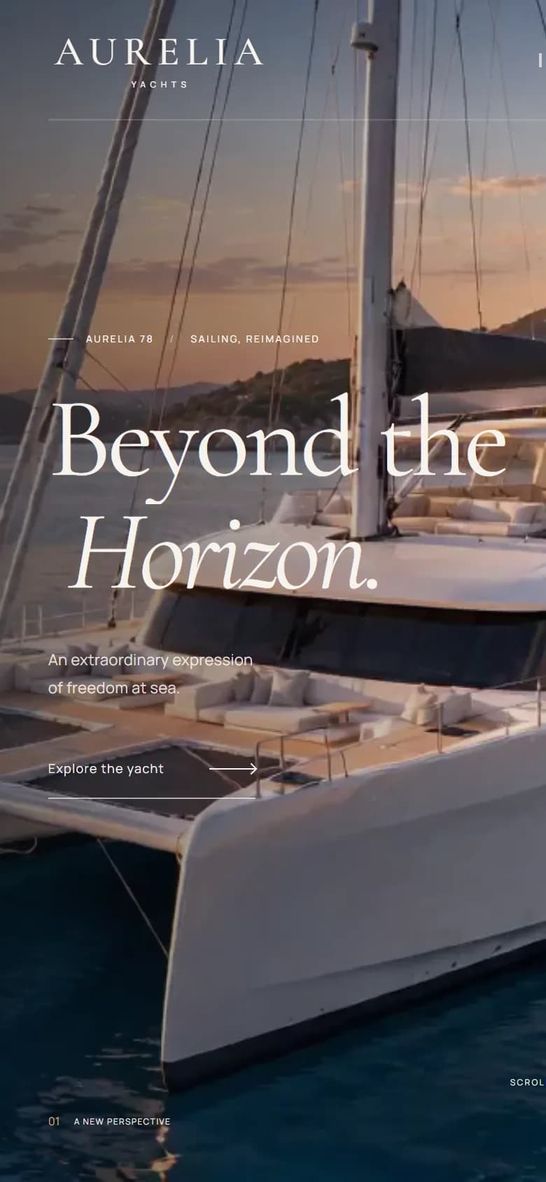 Aurelia Yachts homepage, mobile