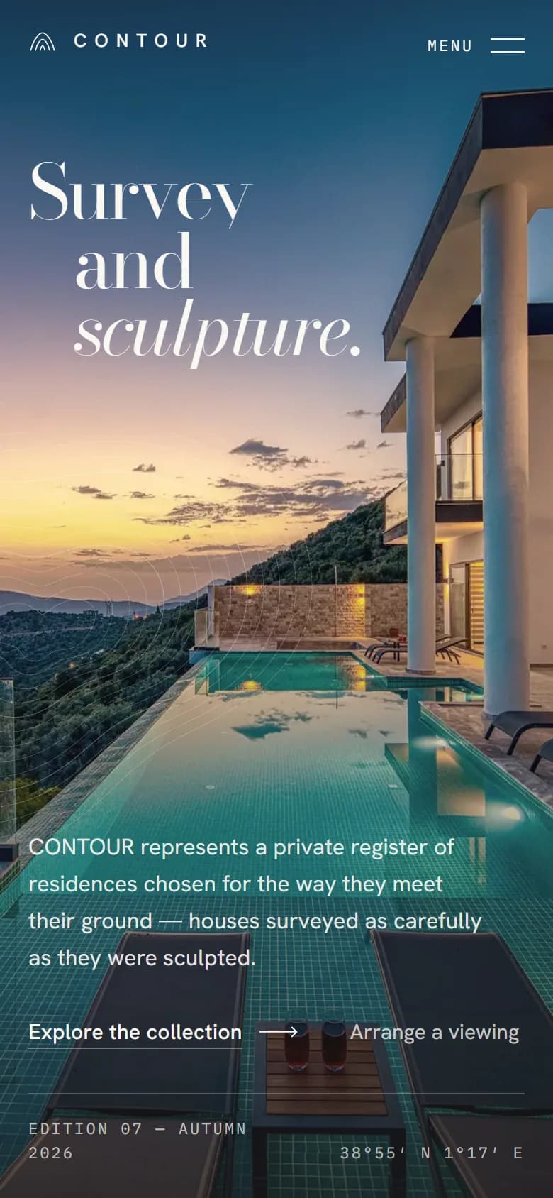 CONTOUR homepage, mobile