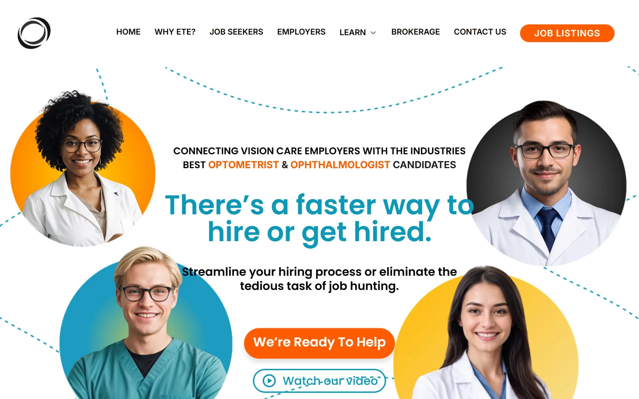 Eye to Eye Careers homepage, desktop