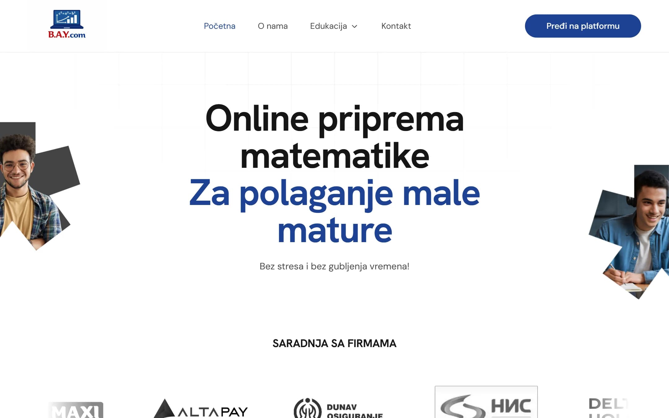 PripremaPrijemni homepage, desktop